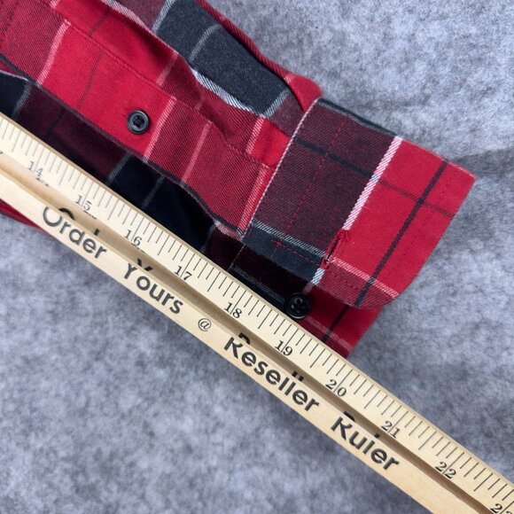 U.S.POLO ASSN Flannel Shirt Men M Red & Black Plaid Slim Fit Long Sleeve Cotton - Picture 9 of 12